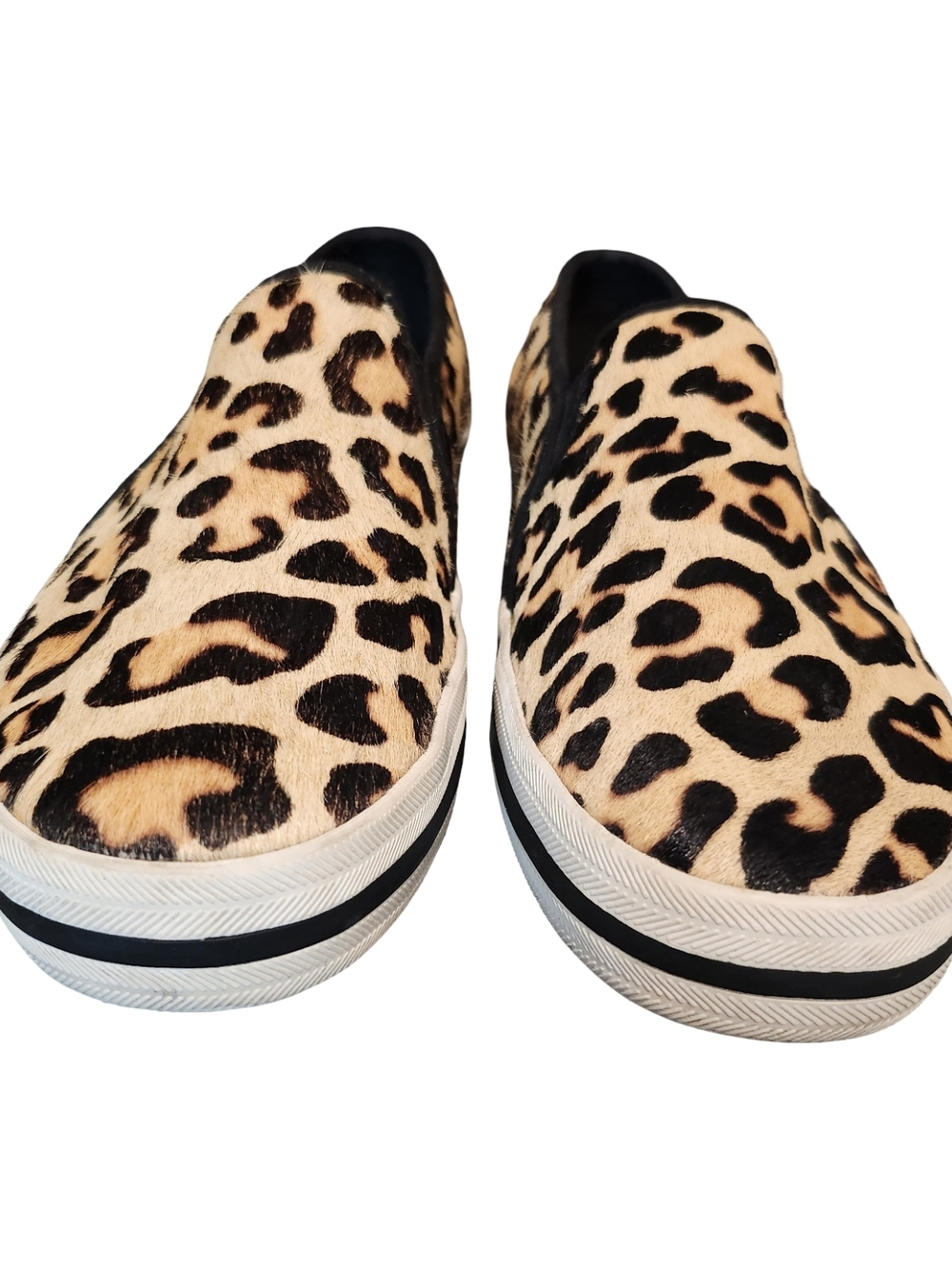 Leopard Print Slip-On Loafers - Beige & Black